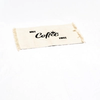 Beige Woolen Door Mat - But Coffee first 