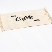 Beige Woolen Door Mat - But Coffee first 