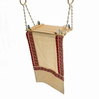 Wooden Shelf with Dangling Embroidered Canvas