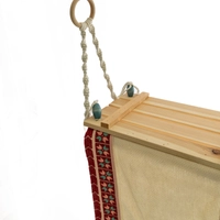 Wooden Shelf with Dangling Embroidered Canvas