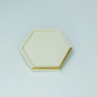  Small Hexagon Beige Cement Coaster with Golden Detail