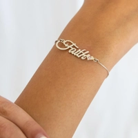 Thin 925 Sterling Silver Bracelet with "Faith" Pendant