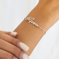 Thin 925 Sterling Silver Bracelet with "Love" Pendant