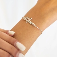 Thin 925 Sterling Silver Bracelet with "Love" Pendant