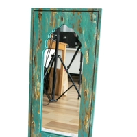 Wall Mirror with Blue Painted Wooden Frame - Large