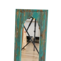 Rectangular Wall Mirror with Blue Painted Wooden Frame