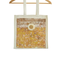 Small Size Tote Bag with Hand Paintings in Earthy Colors