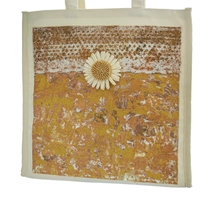 Small Size Tote Bag with Hand Paintings in Earthy Colors