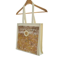 Small Size Tote Bag with Hand Paintings in Earthy Colors