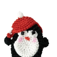 Colorful Crochet Brooch - Multiple Designs - Black Penguin