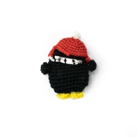 Colorful Crochet Brooch - Multiple Designs - Black Penguin