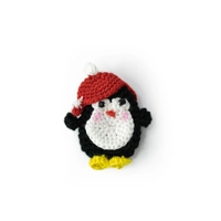 Colorful Crochet Brooch - Multiple Designs - Black Penguin