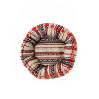 Round Cat Bed with High Edges in Colorful Bedouin-Inspired Design