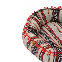 Round Cat Bed with High Edges in Colorful Bedouin-Inspired Design