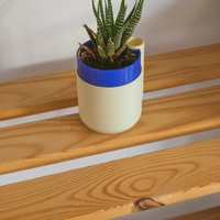 3D Printed Round Plant Pot - Multiple Designs - Navy Blue & Yellow