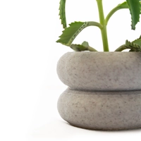 Tire-Like Gray Round Plant Pot