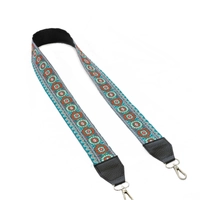 Wide Leather Shoulder Strap with Colorful Stitched Patterns - Multiple Patterns - Pattern 1