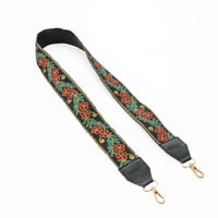 Wide Leather Shoulder Strap with Colorful Stitched Patterns - Multiple Patterns - Pattern 1