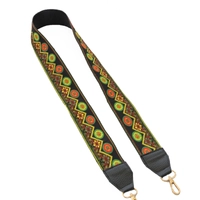 Wide Leather Shoulder Strap with Colorful Stitched Patterns - Multiple Patterns - Pattern 1