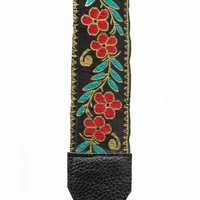 Wide Leather Shoulder Strap with Colorful Stitched Patterns - Multiple Patterns - Pattern 1