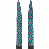 Wide Leather Shoulder Strap with Colorful Stitched Patterns - Multiple Patterns - Pattern 1