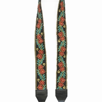 Wide Leather Shoulder Strap with Colorful Stitched Patterns - Multiple Patterns - Pattern 1