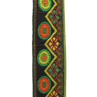 Wide Leather Shoulder Strap with Colorful Stitched Patterns - Multiple Patterns - Pattern 1