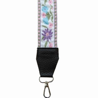 Leather Bag Strap with Colorful Stitched Patterns - Multiple Patterns - Pattern 1