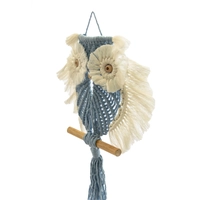 Blue & White Owl Wall Hanging Hand-Woven