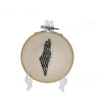 Decorative Machine Embroidery Hoop of Beige Canvas - Multiple Designs - Jordan Map