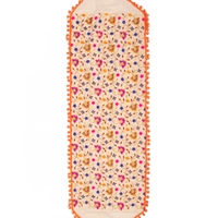 Beige Table Runner with Colorful Floral Patterns - Multiple Designs - Design 1