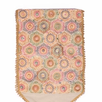 Beige Table Runner with Colorful Floral Patterns - Multiple Designs - Design 1