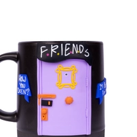 Black Ceramic Mug with Polymer Clay Decoration - Friends 