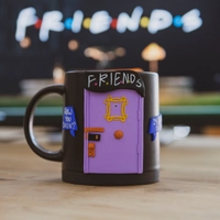 Black Ceramic Mug with Polymer Clay Decoration - Friends 