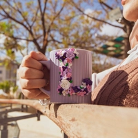 Matt Lavender Ceramic Mug Adorned with Floral L Letter