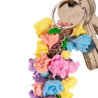 Hand-Formed Polymer Clay Keychain - Colorful Flowers