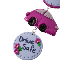 Hand-Formed Polymer Clay Car Pendant - Multiple Designs - Purple