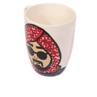 White Ceramic Mug with Hand Paintings of a Man Wearing Shemagh - Multiple Colors - Navy