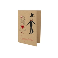 Brown Wedding Congratulation Card with Envelope - Bride and Groom