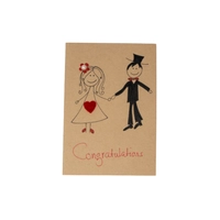 Brown Wedding Congratulation Card with Envelope - Bride and Groom