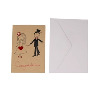 Brown Wedding Congratulation Card with Envelope - Bride and Groom