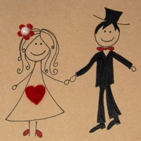 Brown Wedding Congratulation Card with Envelope - Bride and Groom