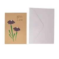 Floral Brown Postcard with Envelope - With Love