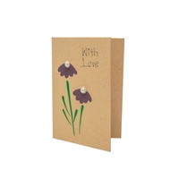 Floral Brown Postcard with Envelope - With Love