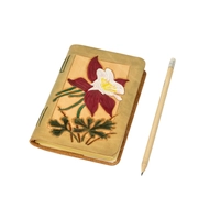 Small Leather Notebook with Printed Floral Drawings