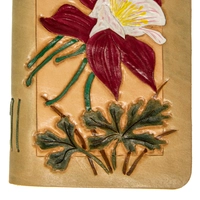 Small Leather Notebook with Printed Floral Drawings