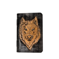 Small Leather Notebook with a Husky Dog Print - Multiple Colors - Black