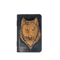 Small Leather Notebook with a Husky Dog Print - Multiple Colors - Black