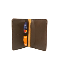 Brown Leather Passport Cover & Card Organizer with Printed Drawings