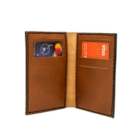 Brown Bifold Leather Card Wallet with Printed Drawings